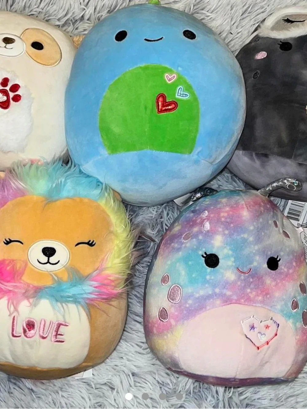 Squishmallows blue with green heart & pastel galaxy multicolor plush set
